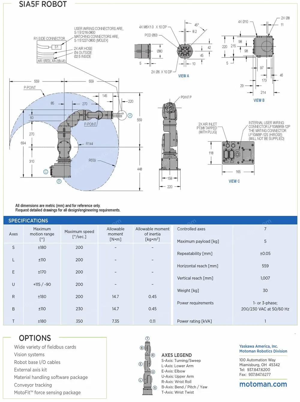SIA5F robot spec diagram