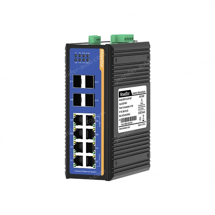 4 Ports Gigabit SFP + 8 Ports Gigabit RJ45 Din-Rail Managed Industrial Ethernet Switch