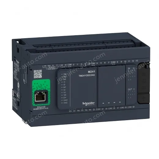 TM241CE24R logic controller, Modicon M241, 24 IO, relay, Ethernet