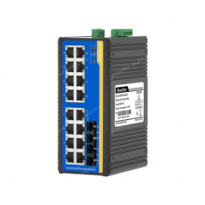 2 Ports 100M F(x) + 16 Ports 10/100M T(x) Din-Rail Unmanaged Industrial Ethernet Switch