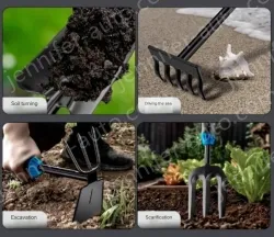 Deluxe beech handle 4 tooth V-head weeding hook grass shovel