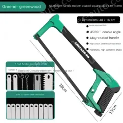 12 inch alloy square tube saw with 10 carbon steel saw blades + 7 multi-function saw blades The saw body can store the saw blades