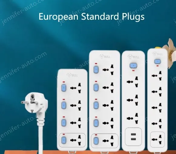 European standard 3-plug 2USB