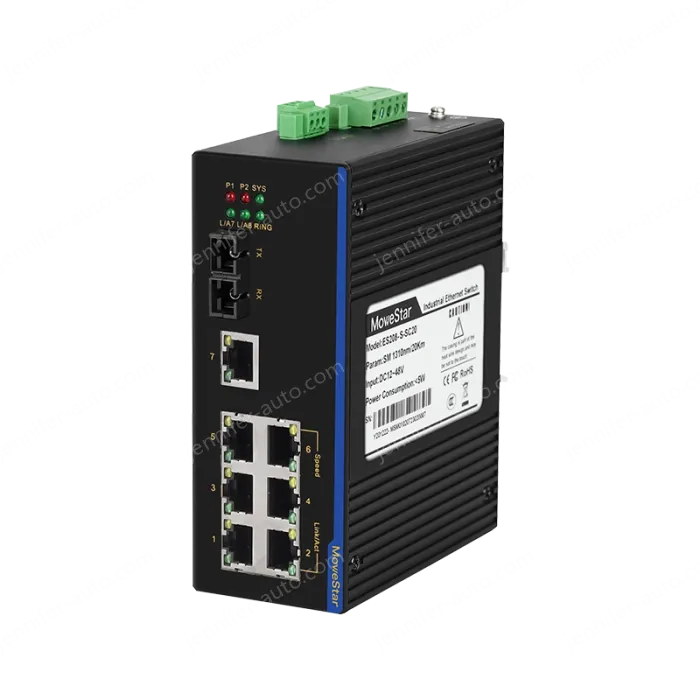 1 Port 100M F(x) + 7 Ports 10/100M T(x) Din-Rail Unmanaged Industrial Ethernet Switch