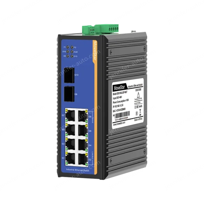 2 Ports Gigabit SFP + 8 Ports Gigabit T(x) Din-Rail Managed Industrial Ethernet Switch