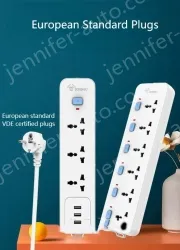 European standard 3-plug 2USB